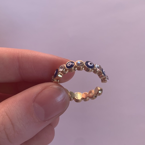 Evil eye ring with diamonds SIZE 8 - Picture 3 of 4